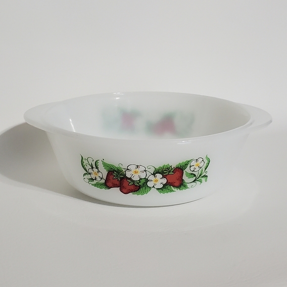 Glasbake Other - Glasbake Strawberry Casserole Milk Glass 2 quart Baking Dish